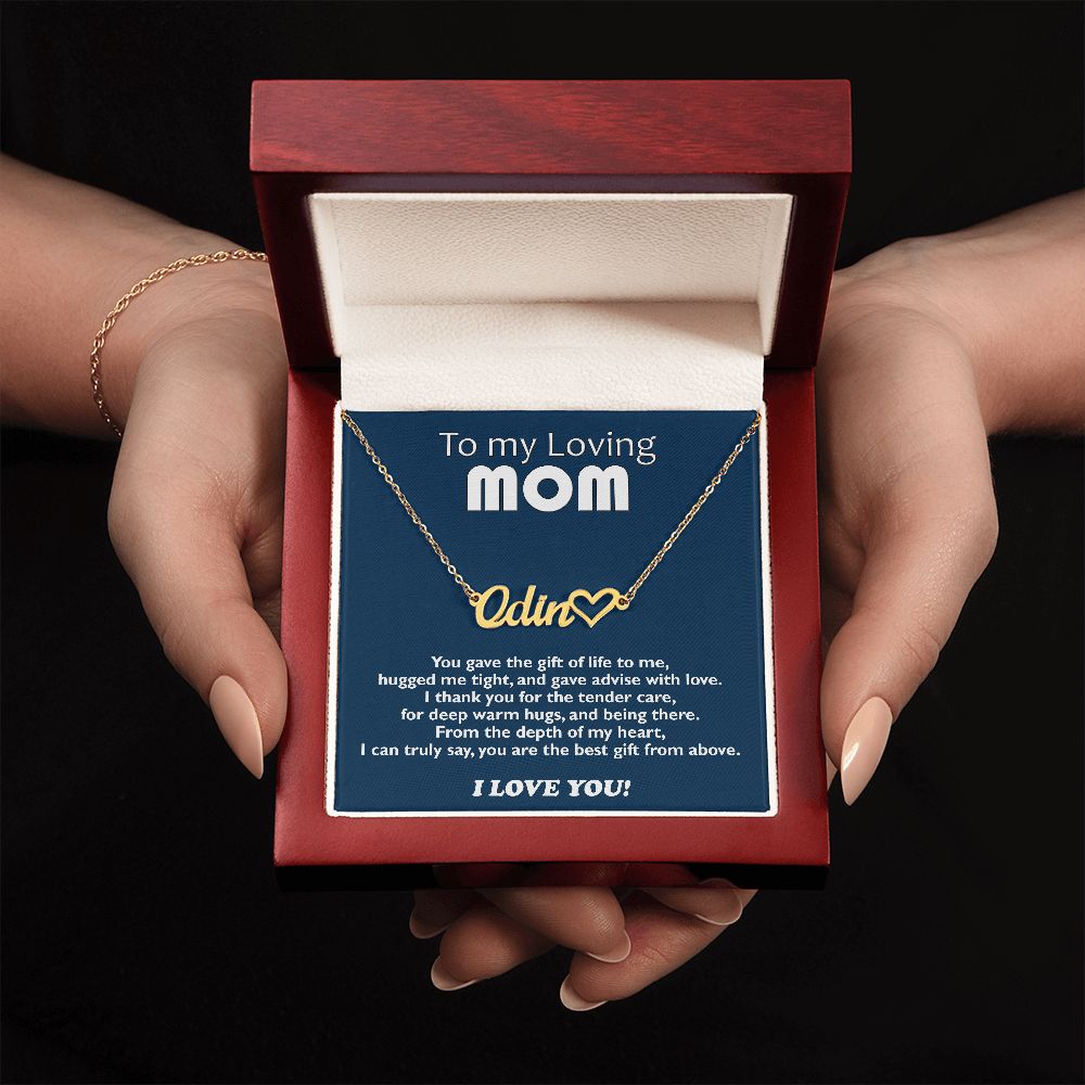 Custom NAME Necklace with Heart - Gift of Life - Loving Mom