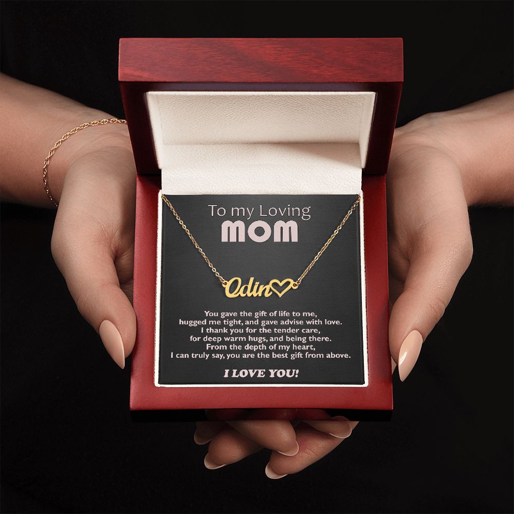 Custom NAME Necklace with Heart - Gift of Life - Loving Mom