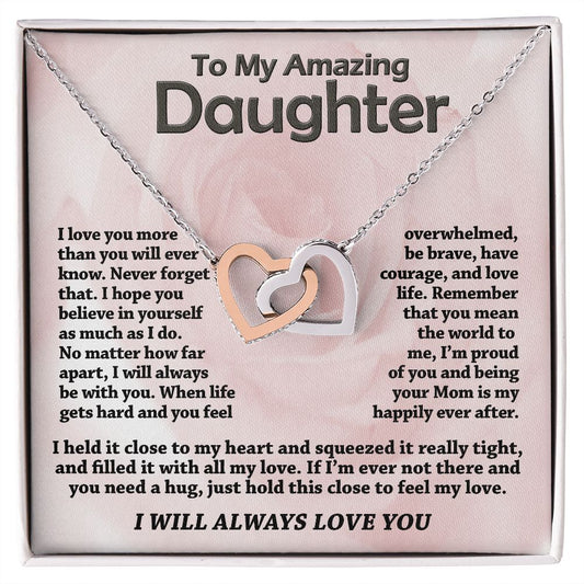To My Daughter - Close To My Heart - Interlocking Heart  Necklace